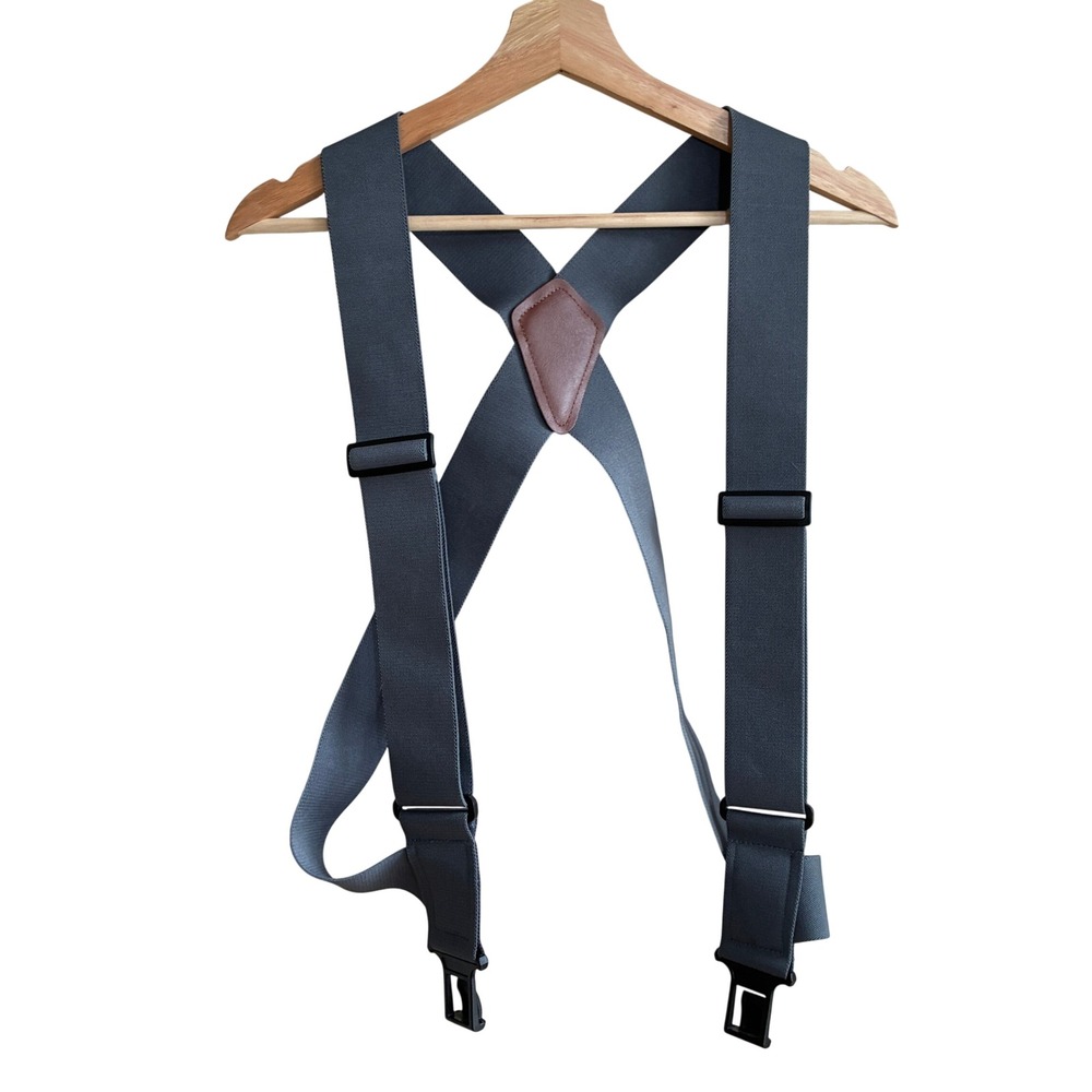 uBEE Perry Suspenders Adjustable Gray Mens Patented Belt Hook X-Back